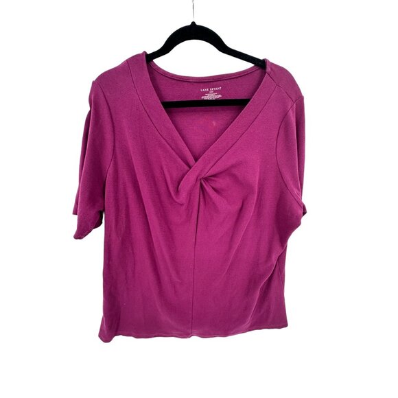 Lane Bryant Twist Front‎ V-Neck Top Size 18/20 Casual Relaxed School Career - Picture 1 of 7